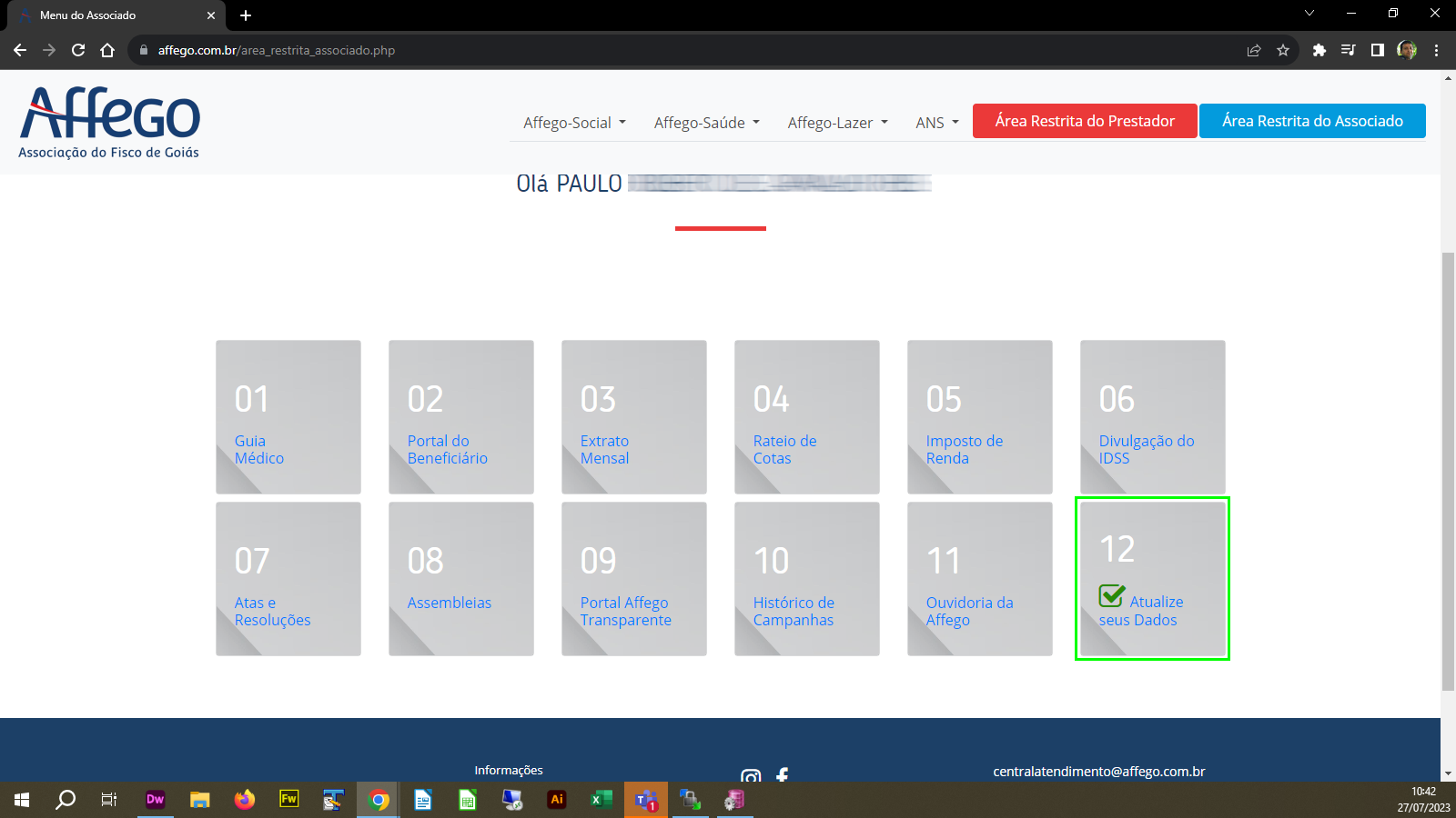 Área Restrita do Associado