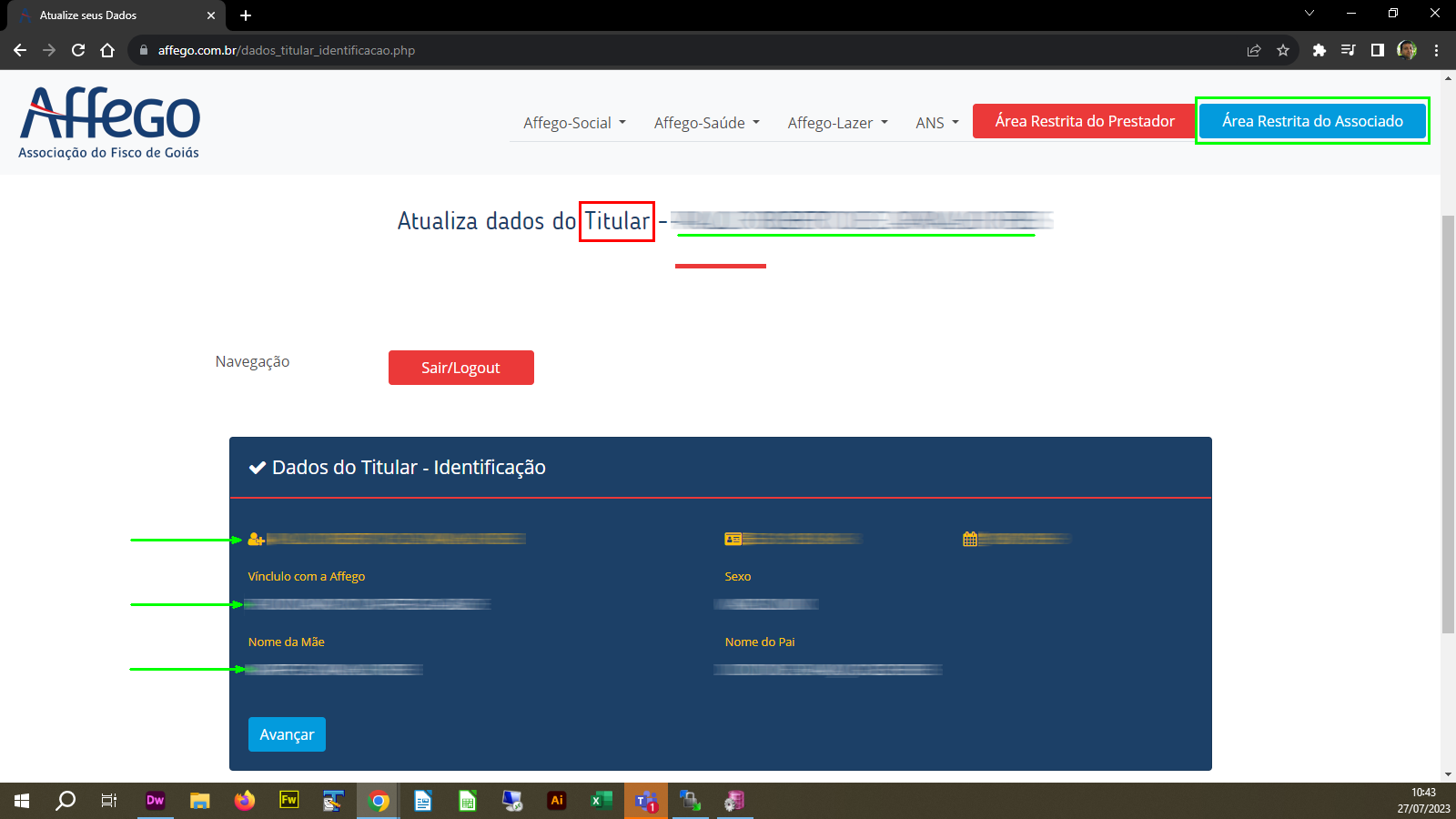 Área de Identificação
